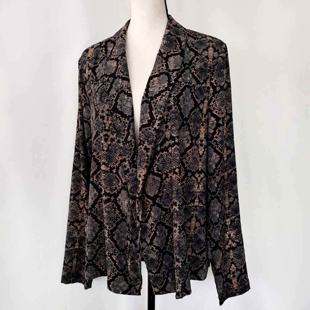 Scoop Nyc Reptile Print Open Front Light Jacket - image 3